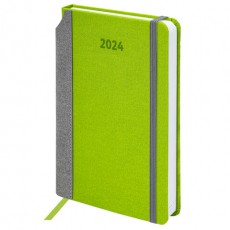 Ежедневник датированный 2024 А5 138x213 мм, BRAUBERG Mosaic, под кожу, зеленый, 114903