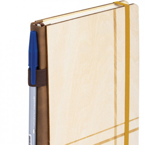 Ежедневник недатированный А5 145х210мм BRAUBERG Natural, резинка, держатель 160л, деревянный, 117136