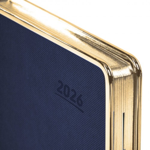 Ежедневник датированный 2026 А5 148х218 мм, GALANT Infinity Gold, под кожу, темно-синий, 117503