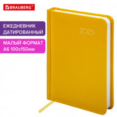 Ежедневник датированный 2025 МАЛЫЙ ФОРМАТ 100х150 мм А6, BRAUBERG Select, балакрон, желтый, 115753 Ежедневник датированный 2025 МАЛЫЙ ФОРМАТ 100х150 мм А6, BRAUBERG Select, балакрон, желтый, 115753