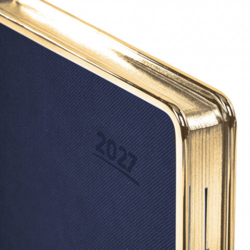 Ежедневник датированный 2027, А5, 148х218 мм, GALANT Infinity Gold, под кожу, темно-синий, 118065