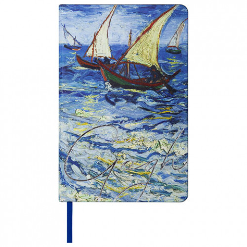 Ежедневник недатированный А5 (138х213 мм), BRAUBERG VISTA, под кожу, гибкий, 136 л., Van Gogh, 111985