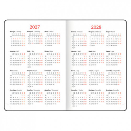 Ежедневник датированный 2027, А5, 138х213 мм, BRAUBERG State, под кожу, коричневый, 118041