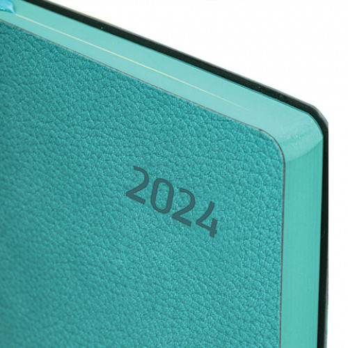 Ежедневник датированный 2024 А5 138x213 мм BRAUBERG Stylish, под кожу, гибкий, бирюзовый, 114893