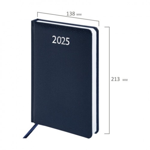 Ежедневник датированный 2025 А5 138x213 мм BRAUBERG Profile, балакрон, синий, 115797