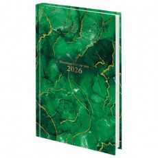 Ежедневник датированный 2026 145х215 мм, А5, STAFF, ламинированная обложка, Green Marble, 117315