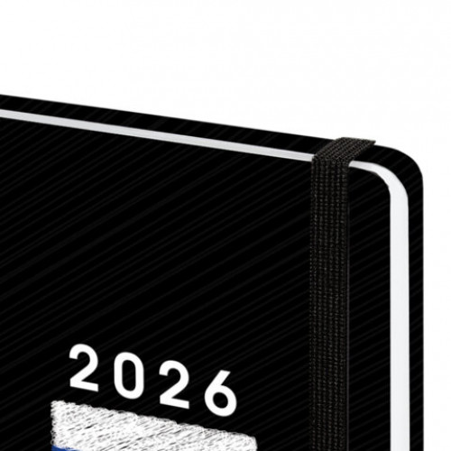 Ежедневник датированный 2026 с резинкой 145х203 мм, А5, BRAUBERG, твердый, Россия, 117332