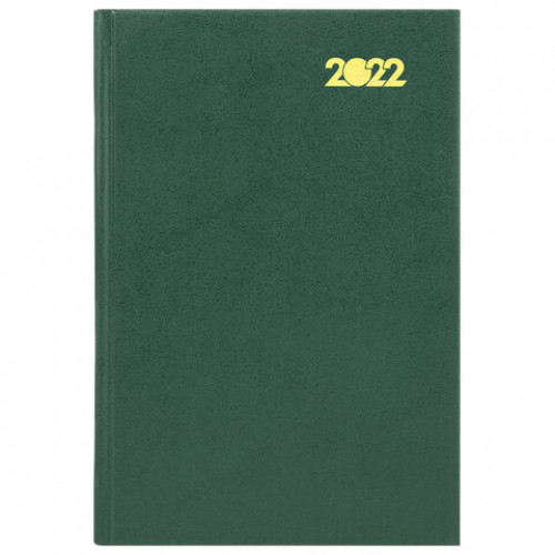 Ежедневник датированный 2022 (145х215 мм), А5, STAFF, твердая обложка бумвинил, зеленый, 113340