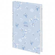 Ежедневник датированный 2026 145х215 мм, А5, STAFF, ламинированная обложка, Blue Flowers, 117316