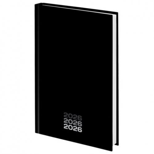 Ежедневник датированный 2026 145х215 мм, А5, STAFF, ламинированная обложка, Black style, 117325