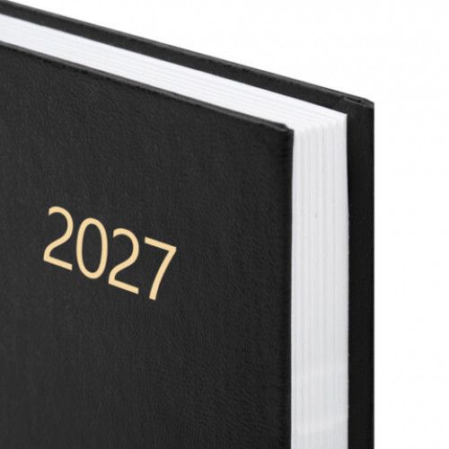 Ежедневник датированный 2027 145х215мм, А5, STAFF, обложка бумвинил, черный, 117817