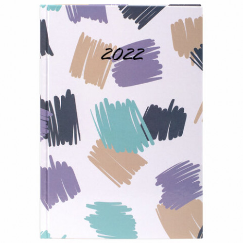 Ежедневник датированный 2022 (145х215 мм), А5, STAFF, ламинированная обложка, Abstraction, 113342