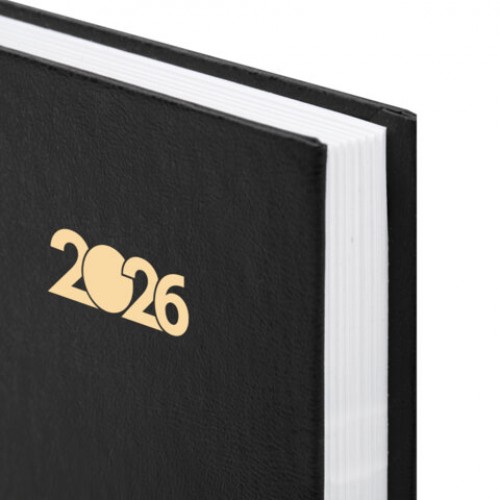 Ежедневник датированный 2026 145х215мм, А5, STAFF, обложка бумвинил, черный, 117307