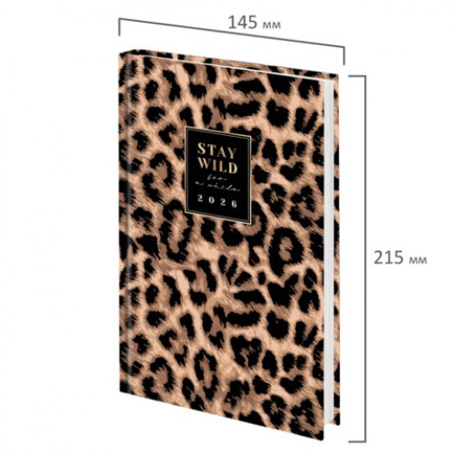 Ежедневник датированный 2026 145х215 мм, А5, STAFF, ламинированная обложка, Leopard, 117328