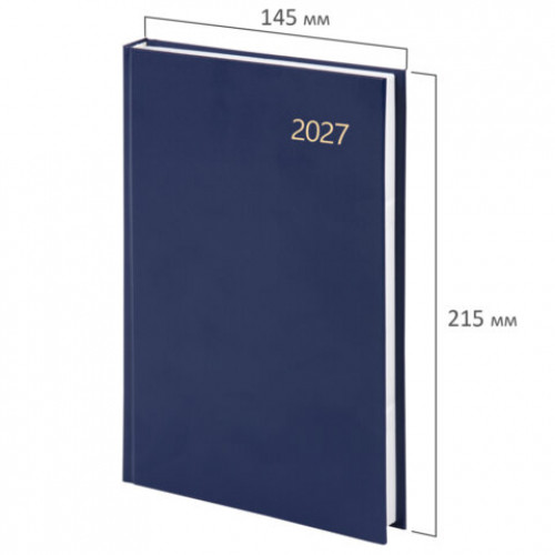 Ежедневник датированный 2027 145х215мм, А5, STAFF, обложка бумвинил, синий, 117816