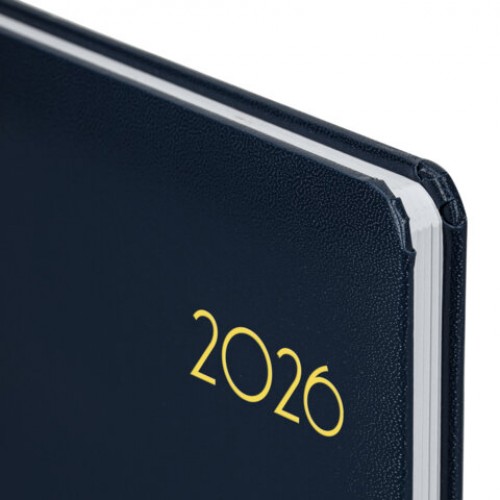 Еженедельник датированный 2026, А5, 145х215 мм, BRAUBERG Select, балакрон, темно-синий, 117181