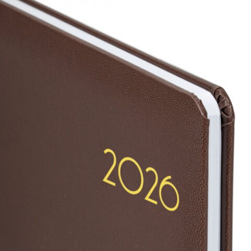 Еженедельник датированный 2026, А5, 145х215 мм, BRAUBERG Select, балакрон, коричневый, 117183