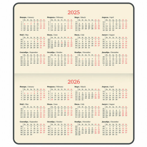 Еженедельник датированный 2025 МАЛЫЙ ФОРМАТ 95х155 мм А6, BRAUBERG Augustus, под кожу, черный, 115975