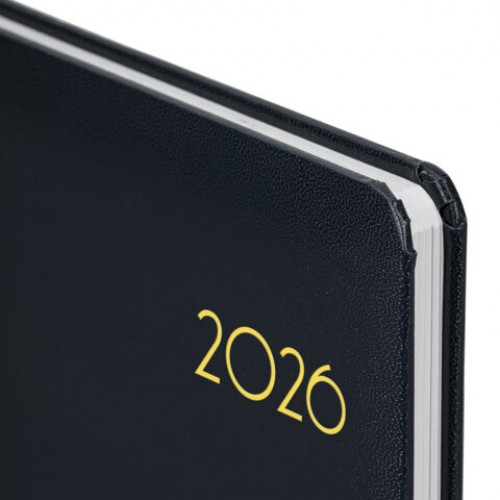 Еженедельник датированный 2026, А5, 145х215 мм, BRAUBERG Select, балакрон, черный, 117182