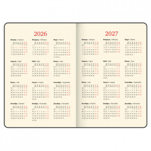 Еженедельник датированный 2026, БОЛЬШОЙ ФОРМАТ 210х297 мм, А4, BRAUBERG Imperial, под кожу, синий, 117157