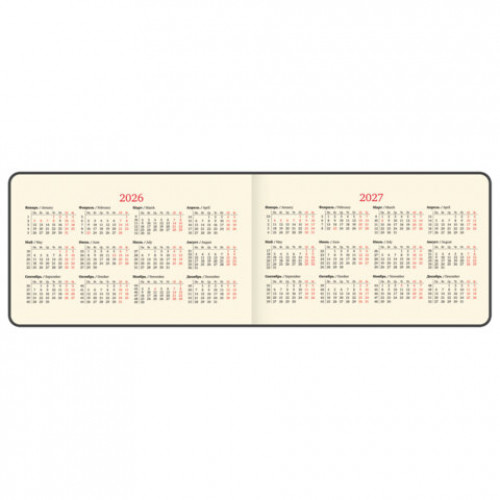 Еженедельник датированный 2026 МАЛЫЙ ФОРМАТ 105х160 мм, А6, BRAUBERG Imprint, тиснение, красный, 117211