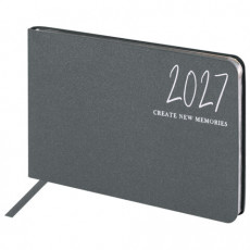 Еженедельник датированный 2027, МАЛЫЙ ФОРМАТ, 105х160 мм, А6, BRAUBERG Blaze, фольга, серый, 118158