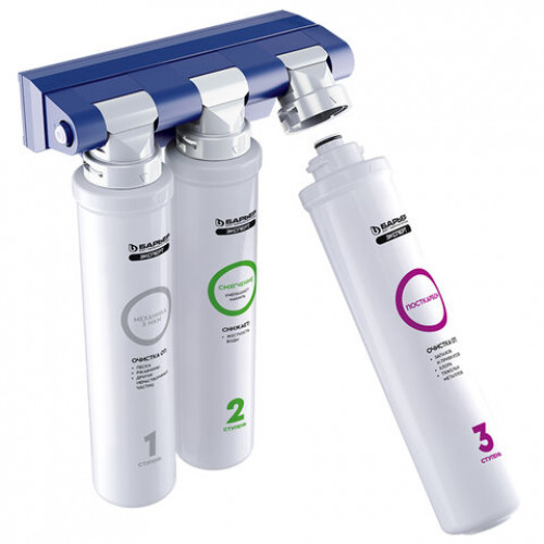 Фильтр для воды с краном в комплекте БАРЬЕР ЭКСПЕРТ Жесткость, 3 ступени, ресурс 10, Н221Р08