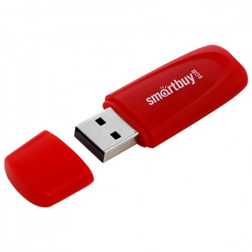 Флеш-диск 8GB SMARTBUY Scout USB 2.0, красный, SB008GB2SCR