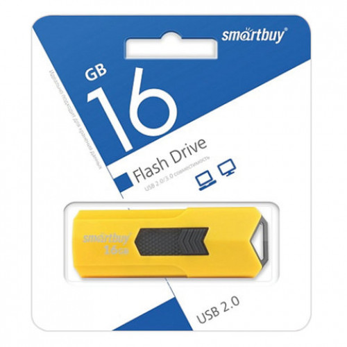 Флеш-диск 16 GB SMARTBUY Stream USB 2.0, желтый, SB16GBST-Y