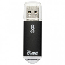 Флеш-диск 8 GB, SMARTBUY V-Cut, USB 2.0, металлический корпус, черный, SB8GBVC-K
