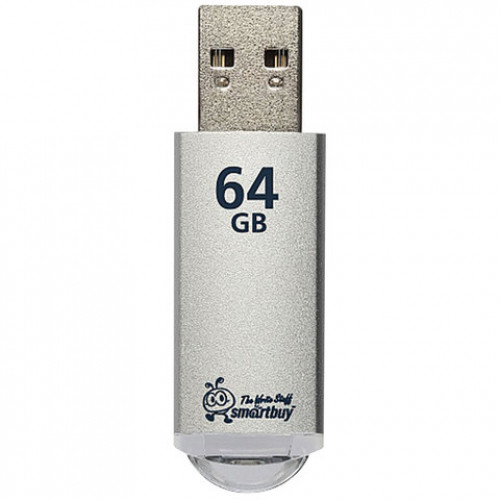 Флеш-диск 64 GB, SMARTBUY V-Cut, USB 2.0, металлический корпус, серебристый, SB64GBVC-S