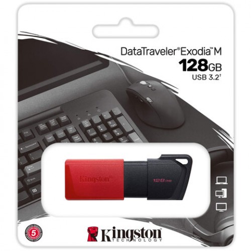 Флеш-диск 128GB KINGSTON DataTraveler Exodia M, разъем USB 3.2, черный/красный, DTXM/, DTXM/128GB