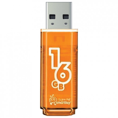Флеш-диск 16 GB, SMARTBUY Glossy, USB 2.0, оранжевый, SB16GBGS-Or