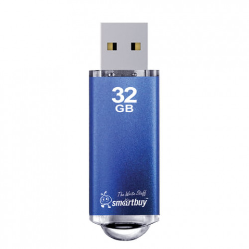 Флеш-диск 32 GB, SMARTBUY V-Cut, USB 2.0, металлический корпус, синий, SB32GBVC-B
