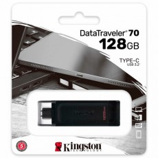 Флеш-диск 128 GB KINGSTON DataTraveler 70, разъем Type-C 3.2, черный, DT70/128GB