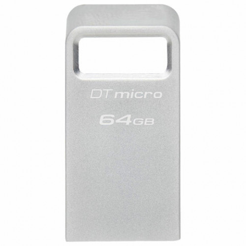 Флеш-диск 64GB KINGSTON DataTraveler Micro USB 3.2, металл. корпус, серебристый, DTMC, DTMC3G2/64GB