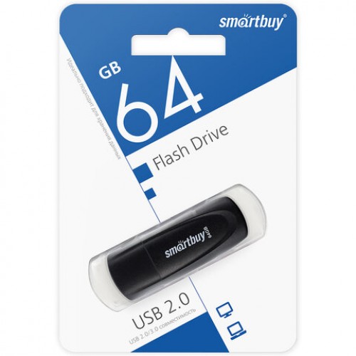 Флеш-диск 64GB SMARTBUY Scout USB 2.0, черный, SB064GB2SCK