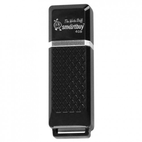 Флеш-диск 4 GB, SMARTBUY Quartz, USB 2.0, черный, SB4GBQZ-K