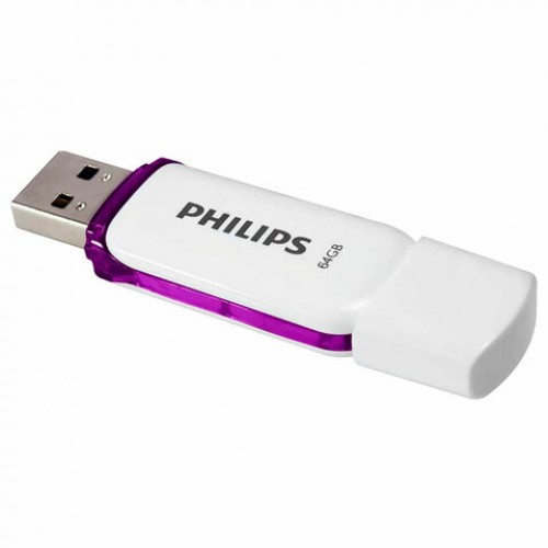 Флеш-диск 64GB PHILIPS SNOW, разъем USB 2.0, фиолетовый, FM64FD70B/97