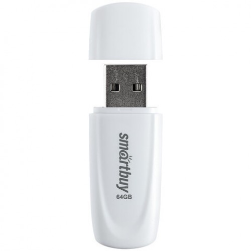 Флеш-диск 64GB SMARTBUY Scout USB 2.0, белый, SB064GB2SCW