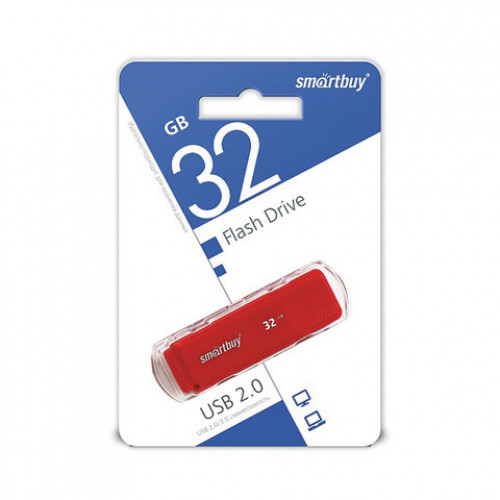 Флеш-диск 32 GB, SMARTBUY Dock, USB 2.0, красный, SB32GBDK-R