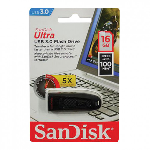 Флеш-диск 16 GB, SANDISK Ultra, USB 3.0, черный, SDCZ48-016G-U46