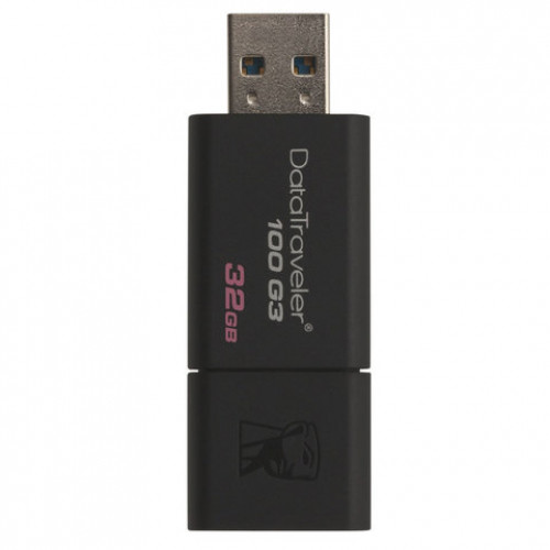 Флеш-диск 32 GB KINGSTON DataTraveler 100 G3 USB 3.0, черный, DT100G3/32GB