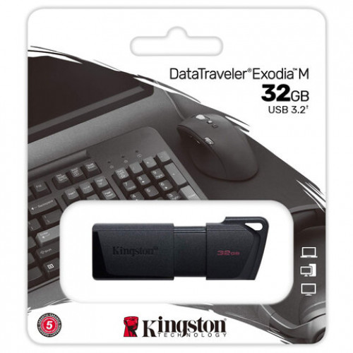 Флеш-диск 32GB KINGSTON DataTraveler Exodia M, разъем USB 3.2, черный, DTXM/32GB