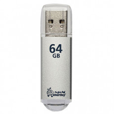 Флеш-диск 64 GB, SMARTBUY V-Cut, USB 2.0, металлический корпус, серебристый, SB64GBVC-S