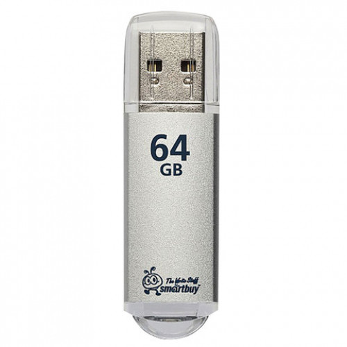 Флеш-диск 64 GB, SMARTBUY V-Cut, USB 2.0, металлический корпус, серебристый, SB64GBVC-S