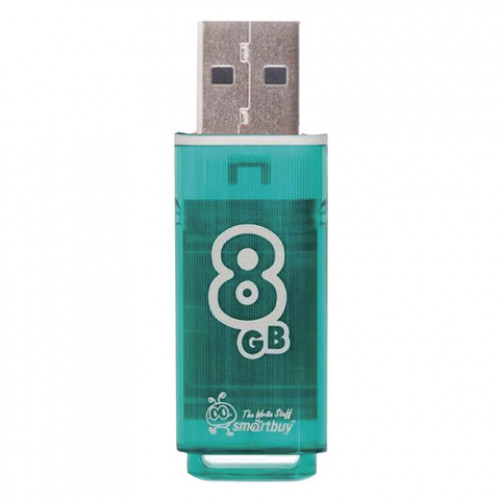 Флеш-диск 8 GB, SMARTBUY Glossy, USB 2.0, зеленый, SB8GBGS-G