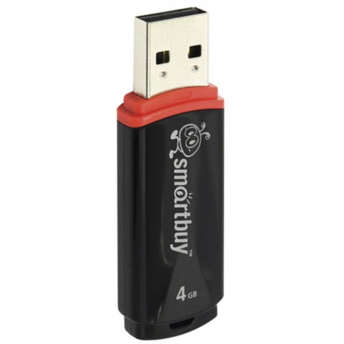 Флеш-диск 4 GB, SMARTBUY Crown, USB 2.0, черный, SB4GBCRW-K