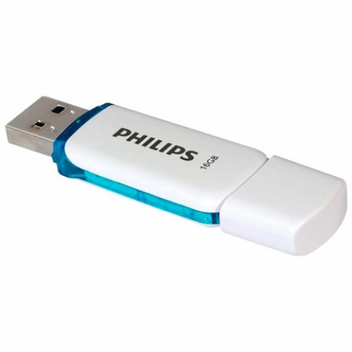 Флеш-диск 16GB PHILIPS SNOW, разъем USB 2.0, синий, FM16FD70B/97