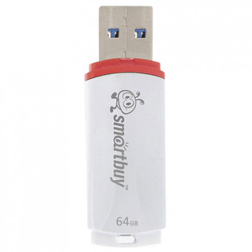 Флеш-диск 64 GB, SMARTBUY Crown, USB 2.0, белый, SB64GBCRW-W